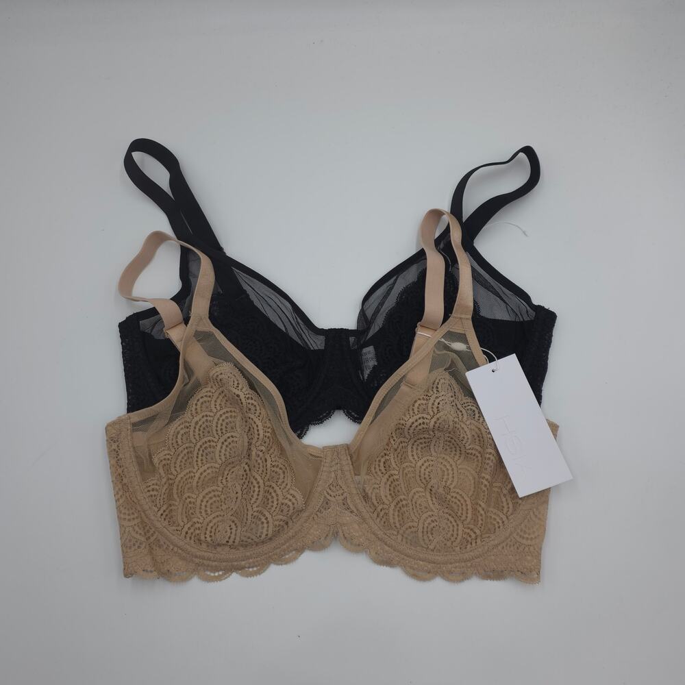 HSIA Bundle of Two Mermaid Scales Lace Unlined Bra Black Natural Nude Size 36DD